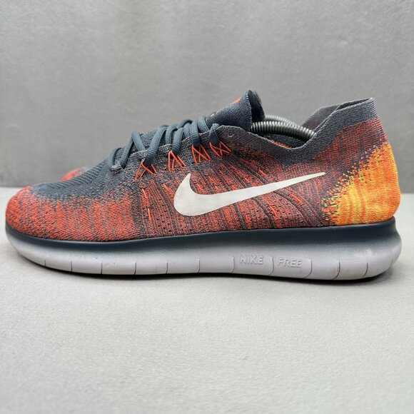 Nike Free RN Flyknit 2017 Mens Size 11.5 Shoes Crimson / Grey Running Sneakers main image 4